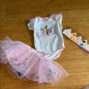 Pink Butterfly 1st Birthday Set